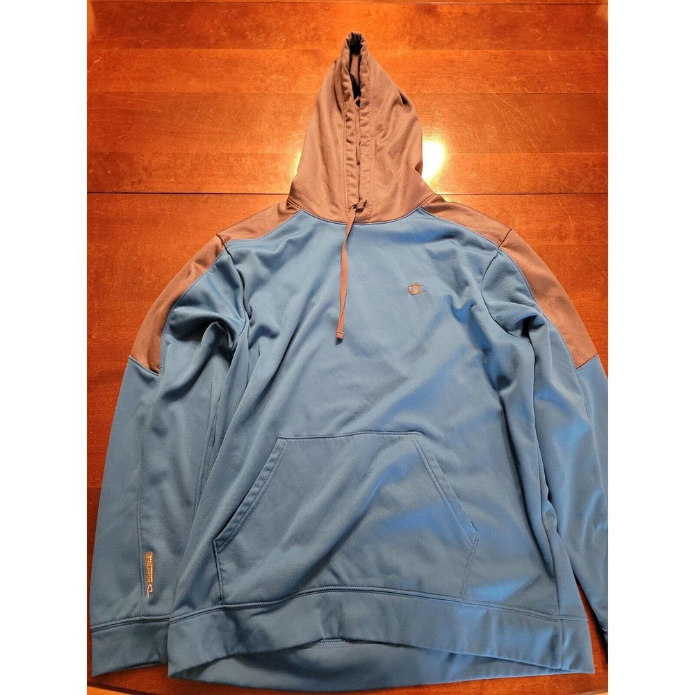 CHAMPION Men's L Hoodie Powertrain Duofold Warm Control Sweatshirt Blue Gray